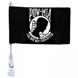 Diamond Plate Motorcycle Flagpole Mount and POW/MIA Flag