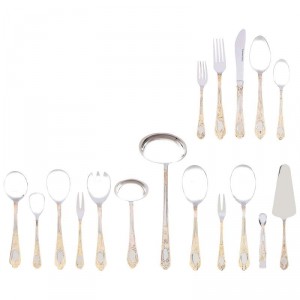 Sterlingcraft High-Quality, Heavy-Gauge Stainless Steel 72pc Flatware and Hostess Set with Gold Trim