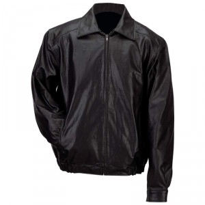 Gianni Collani Men&rs Solid Genuine Leather Bomber-Style Jacket