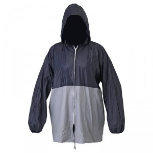 All-Weather Blue/Gray Rain Jacket with Pouch