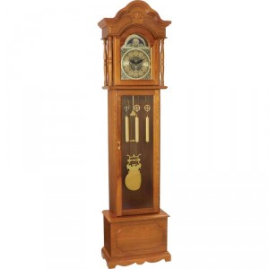 Edward Meyer Oak Grandfather Clock with Beveled Glass