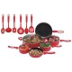 Chefs Secret 16pc Red Aluminum Cookware Set