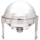 Maxam Heavy-Duty Stainless Steel Round Chafing Dish with Roll Top for Professional Use