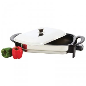Precise Heat 16 Rectangular Non-Stick T304 Stainless Steel Electric Skillet
