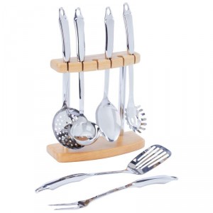 Maxam 7pc Stainless Steel Kitchen Tool Set with Stand