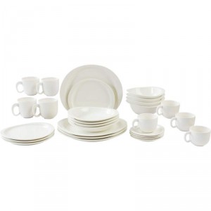 Nikita 28pc White Porcelain Dinnerware Set