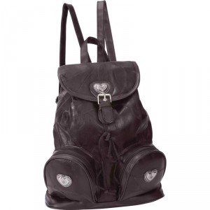 Embassy Italian Stone Design Brown Genuine Leather Backpack Purse