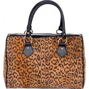 Embassy Italian Stone Design Genuine Suede Leather Leopard Print Purse