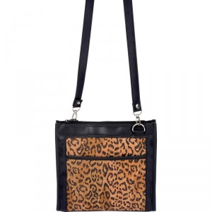 Embassy Italian Stone Design Genuine Suede Leather Leopard Print Purse