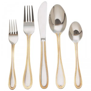 Sterlingcraft Surgical Stainless Steel 20pc Flatware Set with Gold Trim