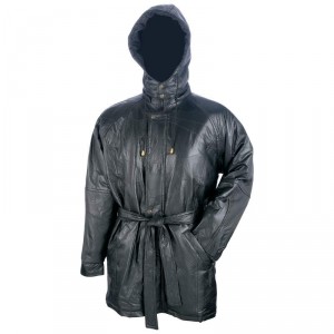 Giovanni Navarre Italian Stone Design Genuine Leather Long Heavy Coat