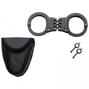 Maxam Hinged Steel Handcuffs with Pouch