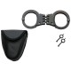 Maxam Hinged Steel Handcuffs with Pouch