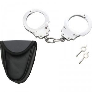 Maxam Chrome-Plated Steel Handcuffs with Pouch