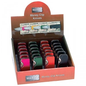 Maxam 24pc Money Clip Knives in Countertop Display