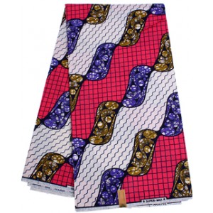 SH821 White and Pink Nile Pattern Hollandais Vlisco Wax Material