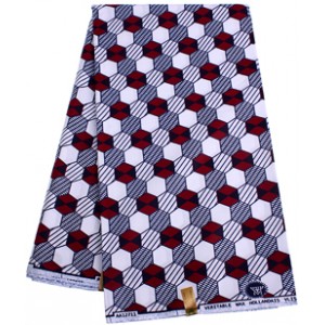 SH823 Red and White Honeycomb Pattern Hollandais Vlisco Wax Material