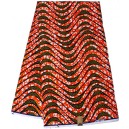 Red Tendril Pattern Hollandais Vlisco Wax Material