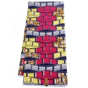 Pink and Yellow Brick Pattern Hollandais Vlisco Wax Material