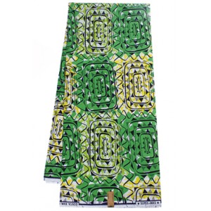 SH776 Green and Yellow Aztec Pattern Hollandais Vlisco Wax Material