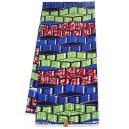 Blue and Red Brick Pattern Hollandais Vlisco Wax Material